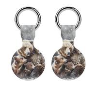 Mama Bear Love Family Keychain Holder Case Compatible with AirTag Waterproof Silicone Shell Protective Case 2PCS
