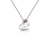 Mama Bear Necklace Mom Necklace Mama and Baby Bear Necklace with 12 Months Birthstone Birthday Gift Family Jewelry for Her (Mama Bear Oct N)