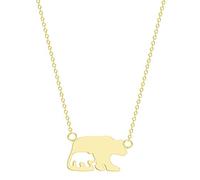 Mama Bear Necklace Stainless Steel Mama Bear Jewelry Mom with Child Bear Pendant Mother's Day Gift, Zinc, No Gemstone