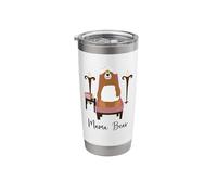 Mama Bear Relaxing at a Spa Black Text Stainless Steel Insulated Tumbler