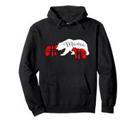 Mama Bear Two Cubs Red Plaid Mom Christmas Pajama Pattern Pullover Hoodie