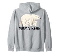 Mama Bear With Two Cubs Siblings Polar Bear Family Zip Hoodie