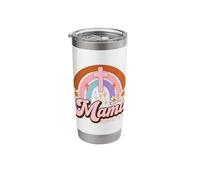 “Mama Because He Lives” Christian Easter Retro Rainbow Stainless Steel Insulated Tumbler