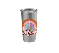 “Mama Because He Lives” Christian Easter Retro Rainbow Stainless Steel Insulated Tumbler