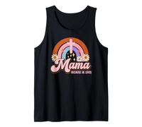 “Mama Because He Lives” Christian Easter Retro Rainbow Tank Top