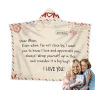 Mama Blanket from Son - Mum Blankets from Daughter - Soft Warm Flannel Duvet with Hood and Cover Washable for Women Home Decoration Sofa Camping