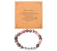 Mama Bracelet, Natural Stone Beaded Bracelets Mother Gifts for Mom Beaded Jewelry with Card & Gift Box for Women Christmas Thanksgiving Mama Grandma Birthday Present