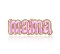 Mama Bubble Letter Glitter Border Embroidered Patch, Pastel Pink Mom Iron On/Sew On Applique, Mother’s Day Boho Badge for Jackets, Backpacks, Hats, DIY Clothing Decor for Moms, New Mothers