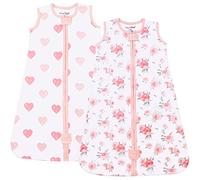 Mama Cheetah Baby Sleeping Bag 0.5 TOG, Organic Cotton Baby Wearable Blanket, Sleeping Sack with 2-Way Zipper, and Breathable Sleep Bag, Large (12-18 Months), Roses/Hearts