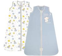 Mama Cheetah Baby Wearable Blanket 0.5 TOG, Organic Cotton Sleeping Sack, Baby Sleep Bag with 2-Way Zipper, Lightweight and Breathable Sleeping Bag, Galaxy/Elephant, Large (12-18 Months)