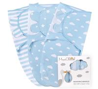 Mama Cheetah Swaddle Blanket, Baby Swaddling Wrap for Infant (3-6 Month), Adjustable Newborn Swaddle Set for Baby Girls and Boys, 3-Pack Soft OEKO-TEX® Certified Organic Cotton, Blue