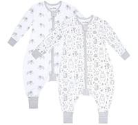 Mama Cheetah Toddler Sleep Sack with Feet, Long Sleeve 1.0 TOG Organic Cotton Baby Sleeping Bag with Legs, Wearable Blanket for Walkers with 2-Way Zipper, Toddler Blanket for Girls Boys 3-4T, 2-Pack