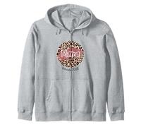 Mama Circa 2008 Established Leopard Print Mother's Day Zip Hoodie
