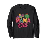 Mama Cita Sombrero and Cactus Illustration Long Sleeve T-Shirt
