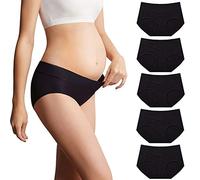 Mama Cotton Women Under the Bump Maternity Panties Breathable Knickers Ladies Pregnancy Postpartum Underwear(Color-Multicolor-C 5 Pack, Size-L)