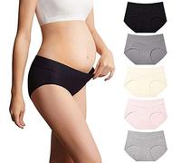 Mama Cotton Women Under the Bump Maternity Panties Breathable Knickers Ladies Pregnancy Postpartum Underwear(Color-Multicolor-A 5 Pack, Size-S)