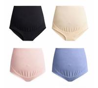 Mama Cotton Women's High Waist Maternity Underwear Over The Bump Maternity Panties 4 Pack (X-Large, Multi-C)
