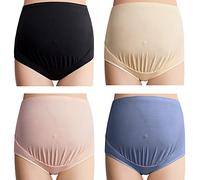 Mama Cotton Women's High Waist Maternity Underwear Over The Bump Maternity Panties 4 Pack (XXX-Large, Multi-C)
