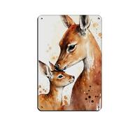 Mama Deer And Little Deer, Cute Animal Print, Retro Poster Metal Tin Sign Chic Art Retro Iron Painting Bar People Cave Cafe Family Garage Poster Wall Decoration 8x12inch(20x30cm)