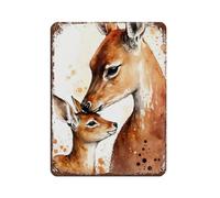 Mama Deer And Little Deer, Cute Animal Print, Retro Poster Metal Tin Sign Chic Art Retro Iron Painting Bar People Cave Cafe Family Garage Poster Wall Decoration 12x16inch(30x40cm)