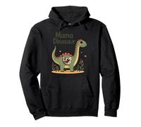 Mama Dinosaur: Cute Prehistoric Mom's Love Pullover Hoodie, Adult Unisex, Black, XL