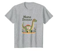 Mama Dinosaur: Cute Prehistoric Mom's Love T-Shirt, Kids, Heather Grey, 3 Years