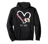 Mama Est 2022 New Mom Girl Announcement Simple Heart Design Pullover Hoodie