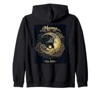Mama Est 2026 Whimsigoth Moon Celestial Stars New Mom Zip Hoodie