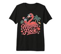 Mama Flock Flamingo Tee - Cute Tropical Mom Flamingo Premium T-Shirt