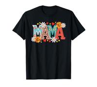 Mama Floral Leopard Polka Dot Letters Design T-Shirt