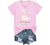 Mama Goose Shirt Silly Goose Mom Life Short Sleeve V Neck T-Shirt Pink