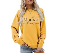 Mama In The Making IVF Strong Graphic Sweatshirt For Women IVF Mom Gift Crew Neck Long Sleeve Pullover Casual Tops(Yellow,XL)