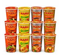 MAMA Instant Noodles Mixed Variety Pack 12 x 70g - Thai Flavour Selection Bundle - Beef, Chicken, Creamy Shrimp Tom Yum & Shrimp Tom Yum - Asian Noodle Multipack Grocery King