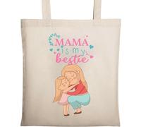 Mama is My Bestie Natural Ecological Cotton Tote Bag Beige