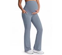Mama Land Buttery Soft Maternity Flare Leggings, Denim Blue, L Petite