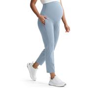 Mama Land Women's Maternity Jogger Over The Belly Stretchy Pregnancy Pants with Pockets Buttery Soft Lounge Activewear, Denim Blue, Large