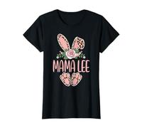 Mama LEE Cute Leopard Bunny Ears Floral Easter T-Shirt