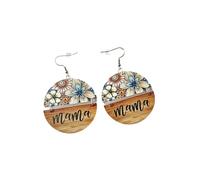Mama Leopard Print Bear Sunflower Butterfly Acrylic Wooden Earrings Geometric Round Dangle Earrings Mothers Day Gift, Acrylic, Zircon