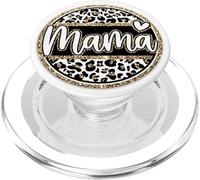 Mama Leopard Print Heart Pattern Aesthetic Motherhood PopSockets PopGrip for MagSafe