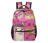 Mama Llama Cute school backpack for kids with big bookbag for middle school