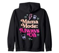 Mama Mode On Groovy Retro Coffee Heart Motherhood Zip Hoodie