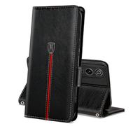 MAMA MOUTH For RedMagic 10 Air Case, Leather Magnetic Card Slots Wallet Phone Case, Flip Silicone TPU Bumper Protective Cover with Kickstand, Shockproof Book Case for RedMagic 10 Air Dark Black