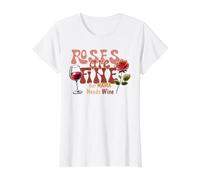 Mama Needs Wine Roses Funny Mom Drinking Design Value Graphic T-Shirt, Women, White, M