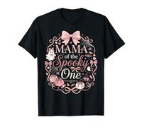 Mama of The Spooky One Girl 1st Halloween Pink Coquette Bow Value Graphic T-Shirt