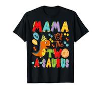 Mama of The Two-A-Saurus 2nd Birthday Boy Dinosaur T-Shirt