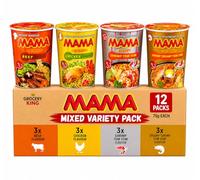 MAMA Protein Classic Bundle 12 x 70g - Instant Thai Noodle Variety Pack - 6 Chicken & 6 Beef Flavour Noodles - Asian Instant Meal Multipack Grocery King