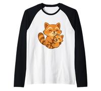 Mama Raccoon with Little Baby Raccoon Raglan Baseball Tee