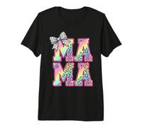 Mama Rainbow Leopard Print Polka Dot Bow Premium T-Shirt