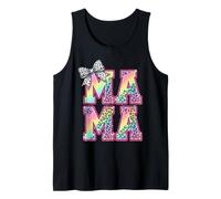 Mama Rainbow Leopard Print Polka Dot Bow Tank Top