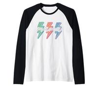 Mama Retro Checkered Lightning Bolt Colorful 70s Art Raglan Baseball Tee